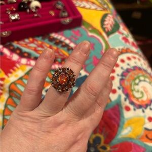 Vintage Red Gemstone Ring 1980s.